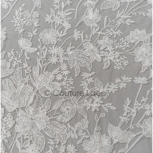 Floral bridal lace/ bridal lace material/ offwhite bridal lace/ floral wedding lace/ couture lace // L22-311B