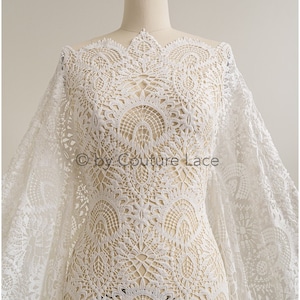 L19-292 / Crochet lace fabric - BOHO GUIPURE LACE fabric for wedding dress