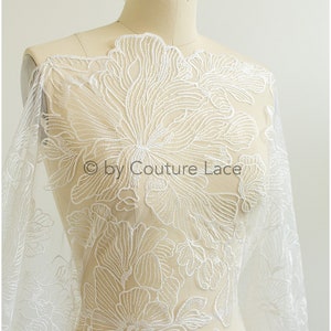 Floral bridal lace/ bridal lace material/ offwhite bridal lace/ floral wedding lace/ couture lace // L19-281