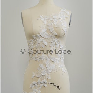 A21-064 // Beaded 3D Flower appliques, bridal flower patch, lace applique, wedding dress lace appliqué, bridal 3D flower patch