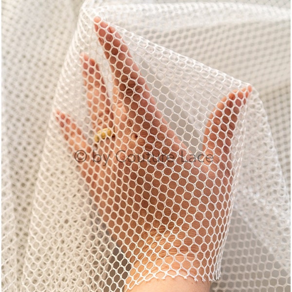 R-126 // Netting tulle, fishnet tulle fabric, net pattern fabric, geometrical net tulle fabric, net mesh (F19-029R)