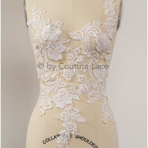 A19-190 // Floral wedding dress lace patch, patch for bridal dress, Lace flower for wedding dress, bridal lace appliqué, embroidery patch