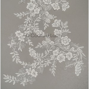 A21-221 // Floral lace appliques for bridal dress, flower lace patches, embroidered lace appliques, corded lace appliques off-white