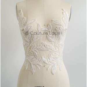A22-256 // romantic beaded flower lace patch/ cotton flower applique/ wedding dress lace appliqué/ bridal flower applique