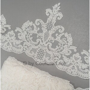 T21-142 // Royal Bridal Lace trim, Wedding lace trim, Bolero lace, wide embroidered lace trim, elegant bridal lace trim, lace embroidery