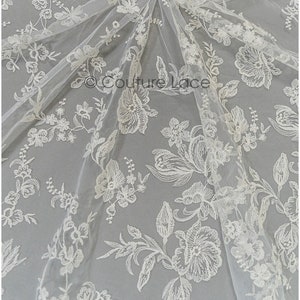 L21-120N // Magnolia spring flower lace, cotton bridal lace fabric, blossom bridal lace, bridal blossom lace, spring flower lace