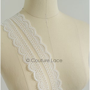 T22-218 - 4yds // off-white boho crochet lace trim/ geometric lace trim / bridal guipure lace trim/ offwhite dot lace trim