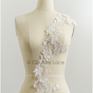 T21-153 / Romantic 3D floral lace trim, Wedding lace trim, 3D flower embroidered lace trim, blossom lace trim with 3D flowers