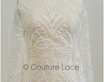 Delicate floral lace/ Intricate lace/ Lavish lace fabric/ Ornate lace fabric/ boho lace fabric/ boho wedding lace // L21-407