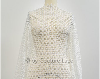 L20-386 // Geometric guipure lace, crochet lace fabric, boho lace fabric, soft french lace, macrame lace fabric, bridal lace fabric