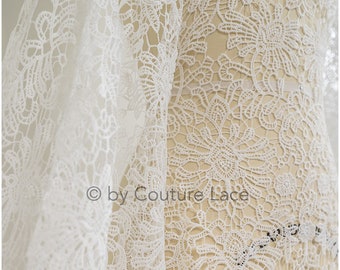 L20-383 // crochet lace fabric for bridal dresses, boho macrame lace fabric for wedding dress