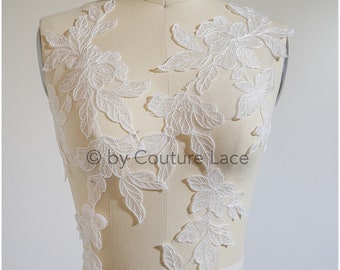 A20-194 // Parche de hoja romántico, aplique de encaje de flores, parche de flor de encaje, aplique de encaje, aplique de encaje de vestido de novia, parche de flor nupcial