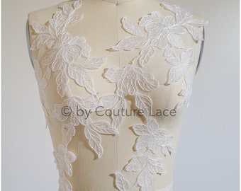 A20-194 // Romantic leaf patch, Flower lace applique, Lace flower patch, lace applique, wedding dress lace appliqué, bridal flower patch