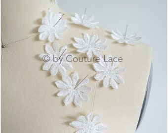 A19-104/2 // 10pc. lace flowers, Sew on 3D flowers, 3D flowers lace appliqué, 3d lace flower, weddingdress lace appliqué, bridal 3D applique