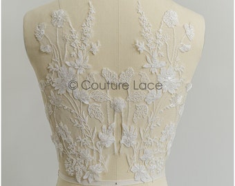 A21-205 // super soft wildflower lace applique for bridal dress, flower lace patches, embroidered lace applique, bridal applique