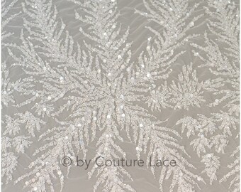 Beaded Lace Fabric/ Couture Lace Fabric/ Bridal Lace Fabric/ Pearl