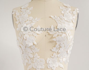 3D bloem stoffen/bloem kant bruiloft patch/romantische jurk kant opgestikte/bruidsblad patch stoffen//A23-365