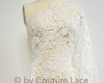 L20-390 // Floral guipure lace, crochet lace fabric, boho lace fabric, macrame lace fabric, knitted lace fabric with flowers