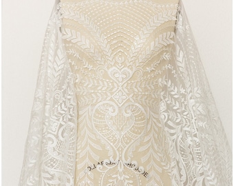 L17-173 // SOFT embroidered COTTON boho lace fabric, wedding lace fabric, boho wedding dress, bridal lace fabric, vintage wedding dress lace