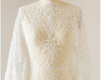Modern bridal lace fabric, embroidered lace, French lace, elaceembroidery, wedding dress lace fabric, flower lace, sequin lace (L17-128)