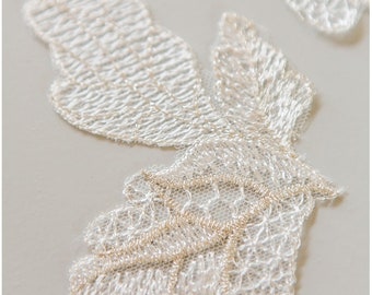 A17-106 // 10pc. Lace leaf patch, Sew on 3D flower, 3D flower lace appliqué, 3d lace flower, weddingdress lace appliqué, bridal 3D applique