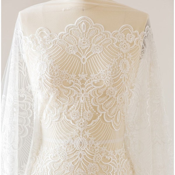 L17-137 // Romantic bridal lace, geometric bridal lace, embroidered lace, floral bridal lace, wedding dress lace, floral lace, embroidery