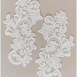 A17-141 //Milk Silk flower lace appliqué, bridal flower lace applique, Lace Flower, Flower appliqué, wedding dress lace appliqué, laceflower