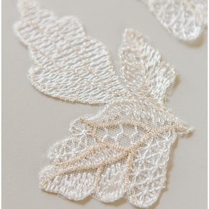Leaf White Lace Patch Neckline motif Applique Sewon 4" /10cm width A25 Small 