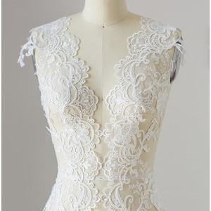 T17-039 //Romantic embroidered lace Trim, floral bridal lace trim, Bridal Lace trim, veil lace trim, lace embroidery, weddingdress lace trim