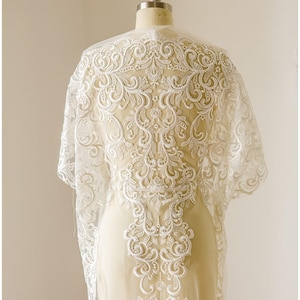 L17-054// heavy embroidered bridal lace fabric / ornate bridal lace/ embroidered lace facbric