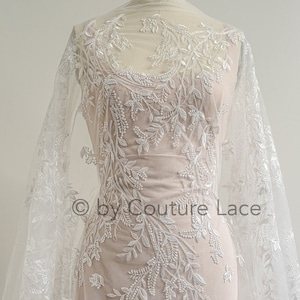 L22-522 // Romantic wildflower lace fabric, wild flower embroidery lace, wedding dress lace with sequins and flower pattern