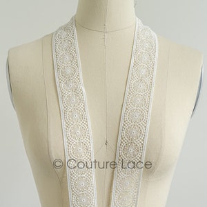 T22-211 - 4yds // off-white boho crochet lace trim/ geometric lace trim / bridal dreamcatcher lace trim/ dream cathcer lace trim