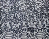 BLACK modern lace fabric for evening dress, black lace, evening dress lace fabric, embroidered black flower lace, black lace (L19-215)