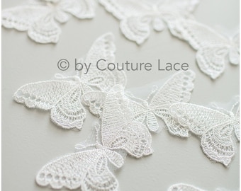 A19-173 / 10Stk. Lace Schmetterling Patch, Aufnäher auf 3D Schmetterlinge, 3D Blumen Applikation, 3D Schmetterlinge für Hochzeitskleid, BrautSpitze Schmetterlinge