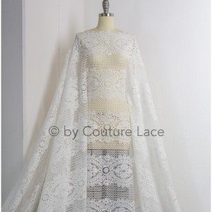 L19-222 // Milk-silk embroidered bridal lace fabric, bridal lace fabric with unique design, milk-silk lace fabric with in off-white