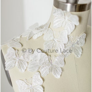 A19-174 / 10Stk. Lace Schmetterling Patch, Aufnäher auf 3D Schmetterlinge, 3D Blumen Applikation, 3D Schmetterlinge für Hochzeitskleid, BrautSpitze Schmetterlinge