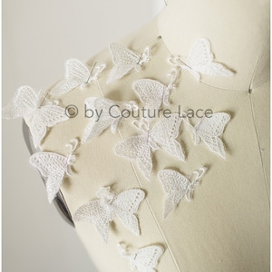 A19-179 // 20tlg. Spitze Schmetterling Aufnäher, 3D Schmetterlinge aufnähen, 3D Blumen Applikation, 3D Schmetterlinge für Hochzeitskleid, Braut Spitze Schmetterlinge
