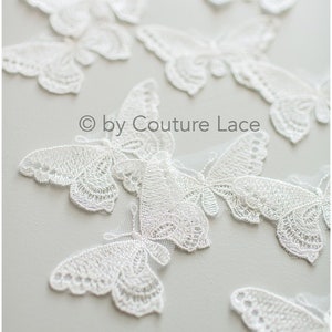 A19-173 // 10pc. Lace butterfly patch, Sew on 3D Butterflies, 3D flower appliqué, 3d Butterflies for wedding dress, bridal lace butterflies