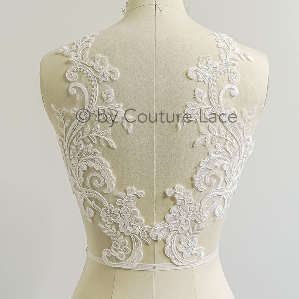 A22-305 // romantic wild flower lace patch/ cotton flower applique/ wedding dress lace appliqué/ bridal flower applique