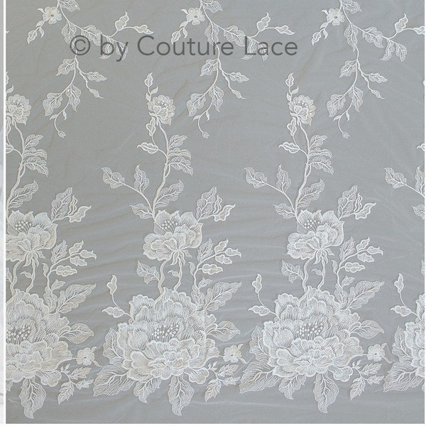 L19-270 //French Wedding dress lace, Floral patterned lace, bridal lace fabric, Bridal french lace fabric, Embroidered Chantilly lace Fabric