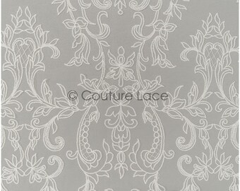 L21-328NY // French lace fabric, bridal lace fabric, flower lace with contour line, cotton lace fabric, wedding dress lace fabric