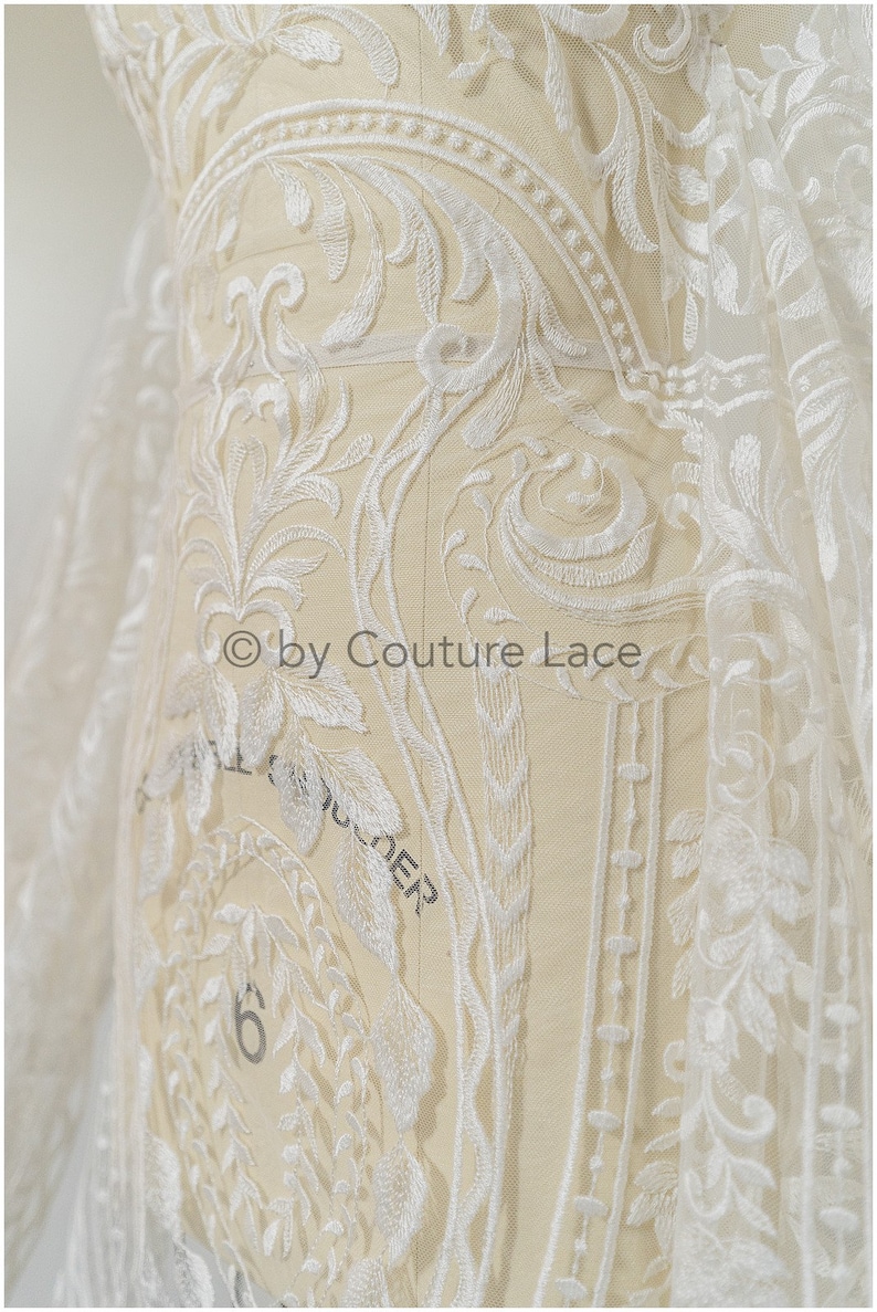 L19-050 // Oriental lace fabric, wedding lace fabric, bridal ornate lace, Couture Lace, australian bridal dress designer lace, wedding dress image 3