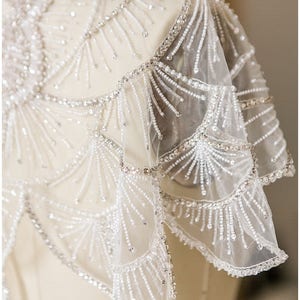 Bridal cape, wedding cloak, bridal cape, Cover up Rhinestone Bolero Beaded Capelet Bridal Bolero E19-019 image 9