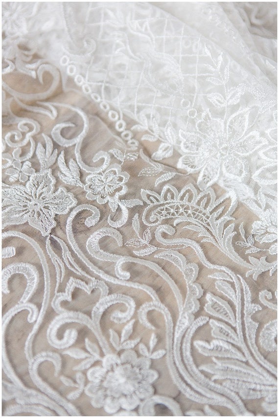 White Ivory Lace Fabric, Guipure Lace Material, Wedding Dress