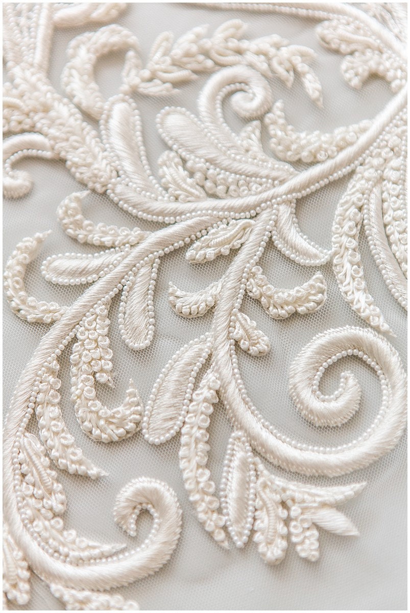 Heavy Hand Beaded Dress Panel Beautiful Hand Beaded Lace Etsy