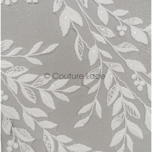 A21-218 // Floral lace appliques for bridal dress, flower lace patches, embroidered lace appliques, corded lace appliques off-white zdjęcie 9