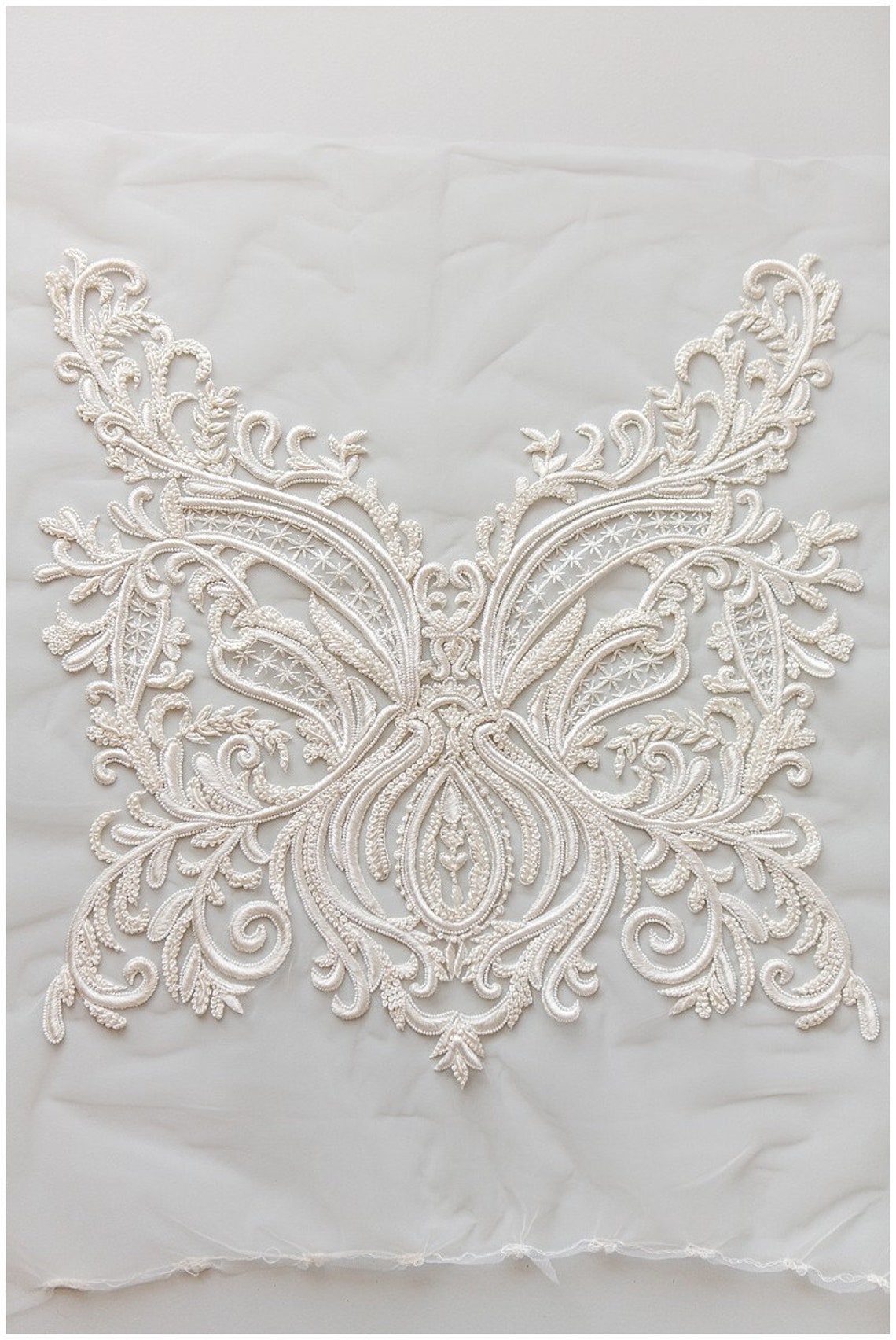 Heavy Hand Beaded Dress Panel Beautiful Hand Beaded Lace Etsy