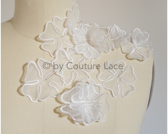A20-1992 // 30st. Lace bloemenpatch, naai 3D-bloem, 3D-bloemkantapplicatie, 3D-kantbloem, trouwjurkkantapplicatie, bruidskant