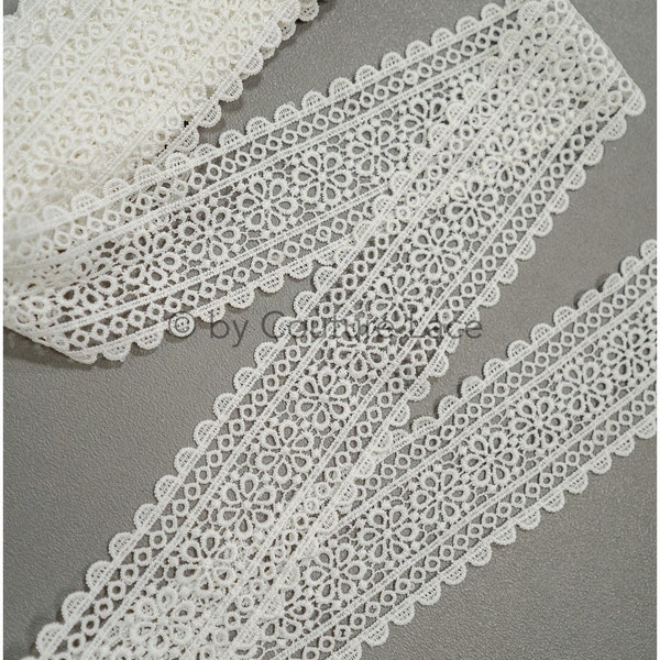 T21-135 // Beautiful crochet lace trim with floral pattern, floral guipure lace trim, bridal crochet lace trim, guipure lace trim