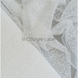 F20-063-Bolt // 21.8- YDS / 20-Meter BOLT Very soft flock polka dot tulle, flock tulle with dots, snowflake tulle, flock tulle fabric